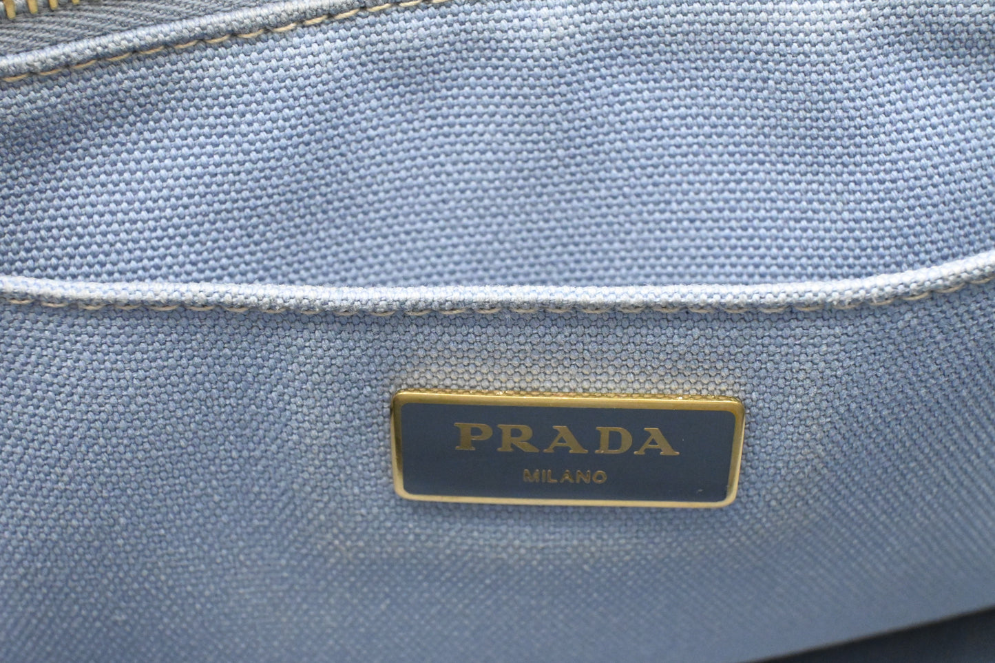 Prada Small Canapa in Light Blue Canvas