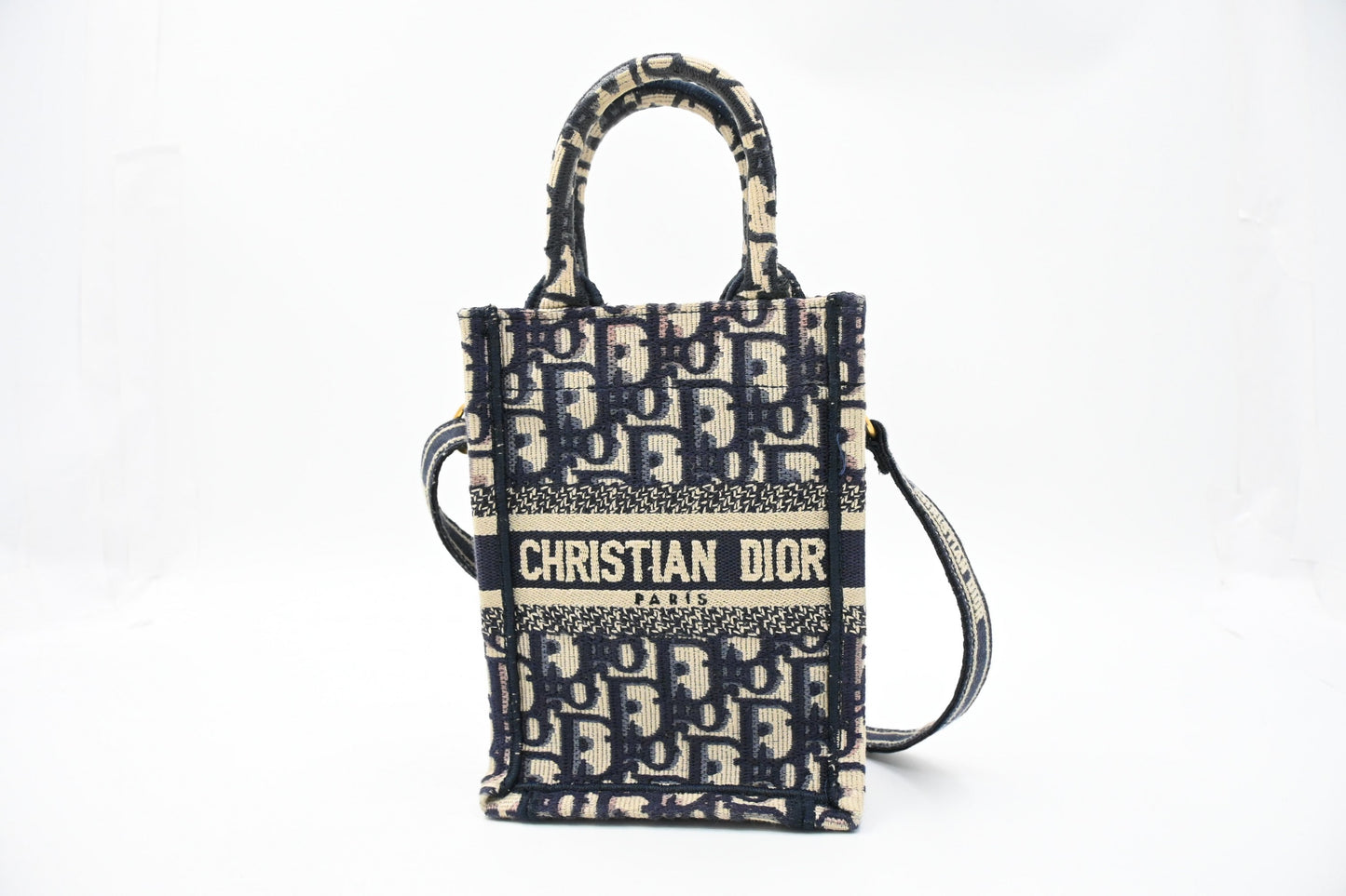 Dior Mini Dior Book Tote in Navy Oblique Canvas