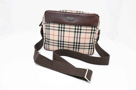 Burberry Crossbody Bag in Beige Checked Canvas