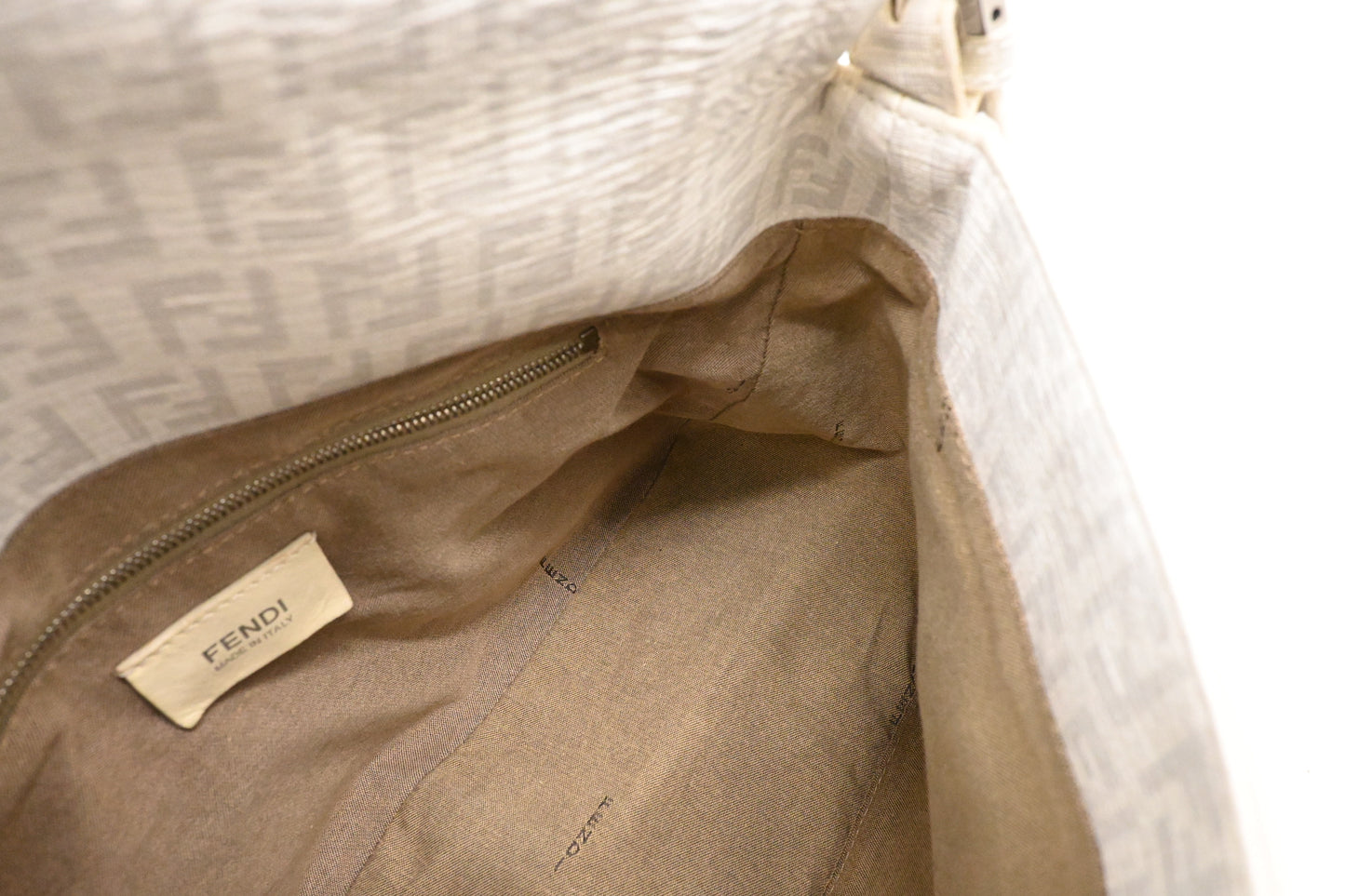 Fendi Mama Baguette in White Zucchino Coated Canvas