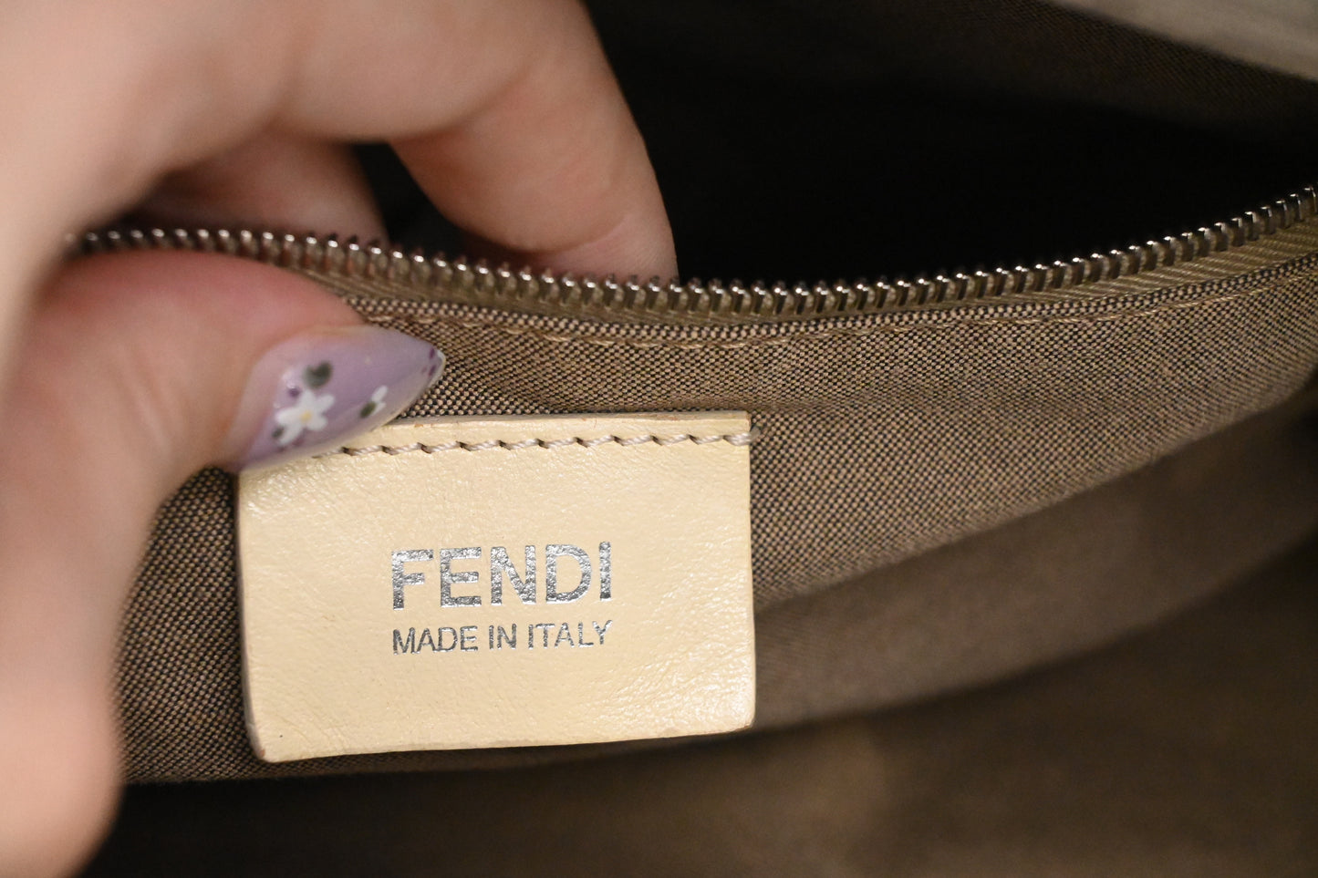 Fendi Mama Baguette in White Zucchino Coated Canvas