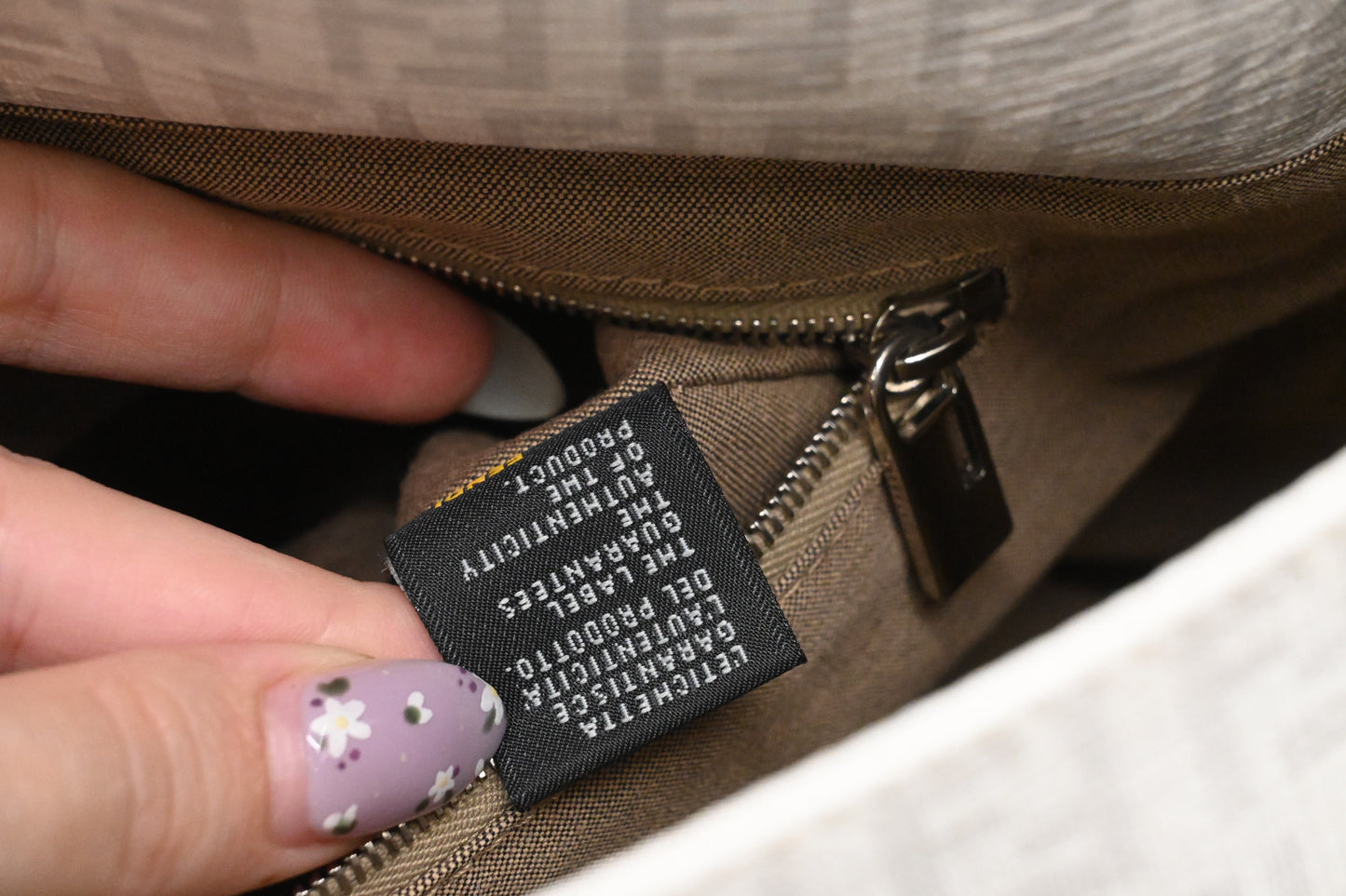Fendi Mama Baguette in White Zucchino Coated Canvas
