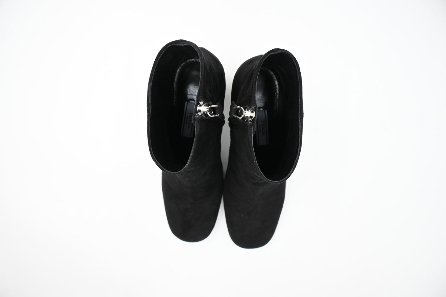 Prada Crystal Boots in Black Suede