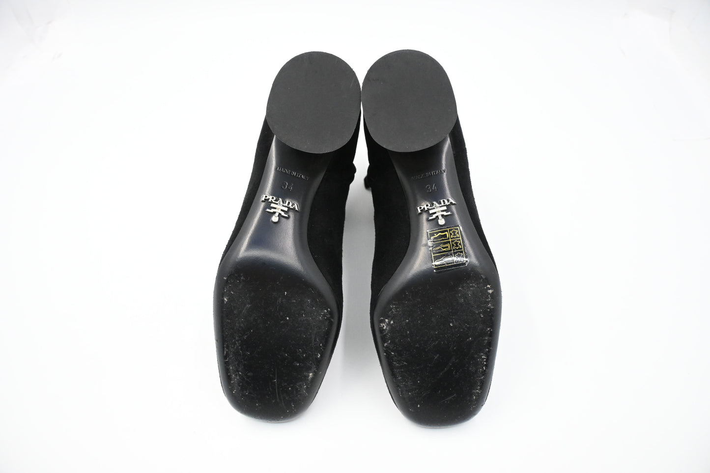 Prada Crystal Boots in Black Suede
