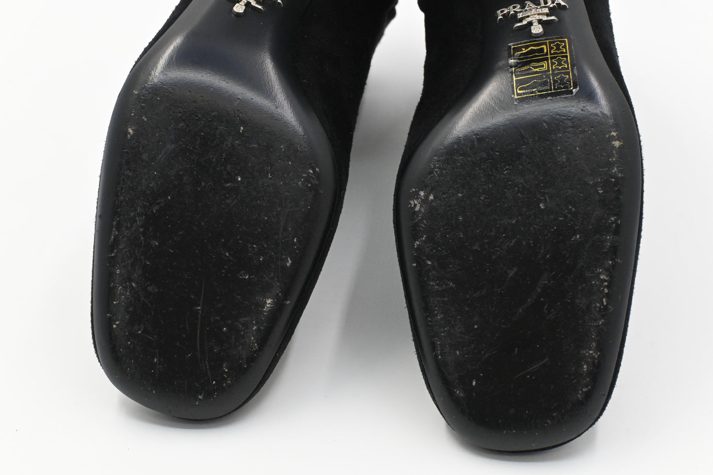 Prada Crystal Boots in Black Suede