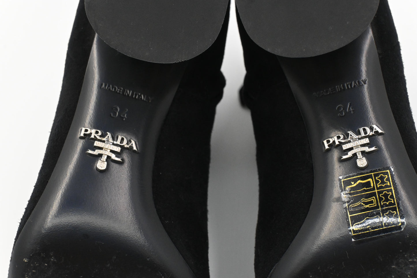 Prada Crystal Boots in Black Suede