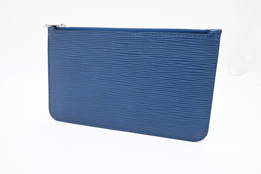 Louis Vuitton Neverfull PM Pouch in Epi Blue Leather