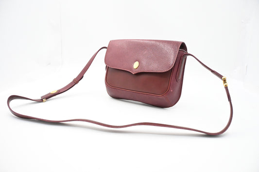 Cartier Flap Shoulder Bag in Burgundy Leather