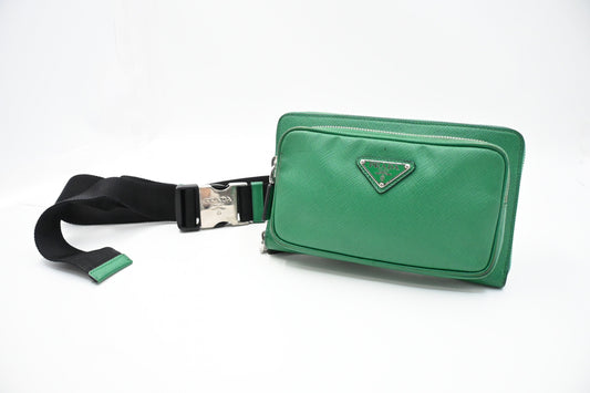 Prada Belt Bag in Green Saffiano Leather