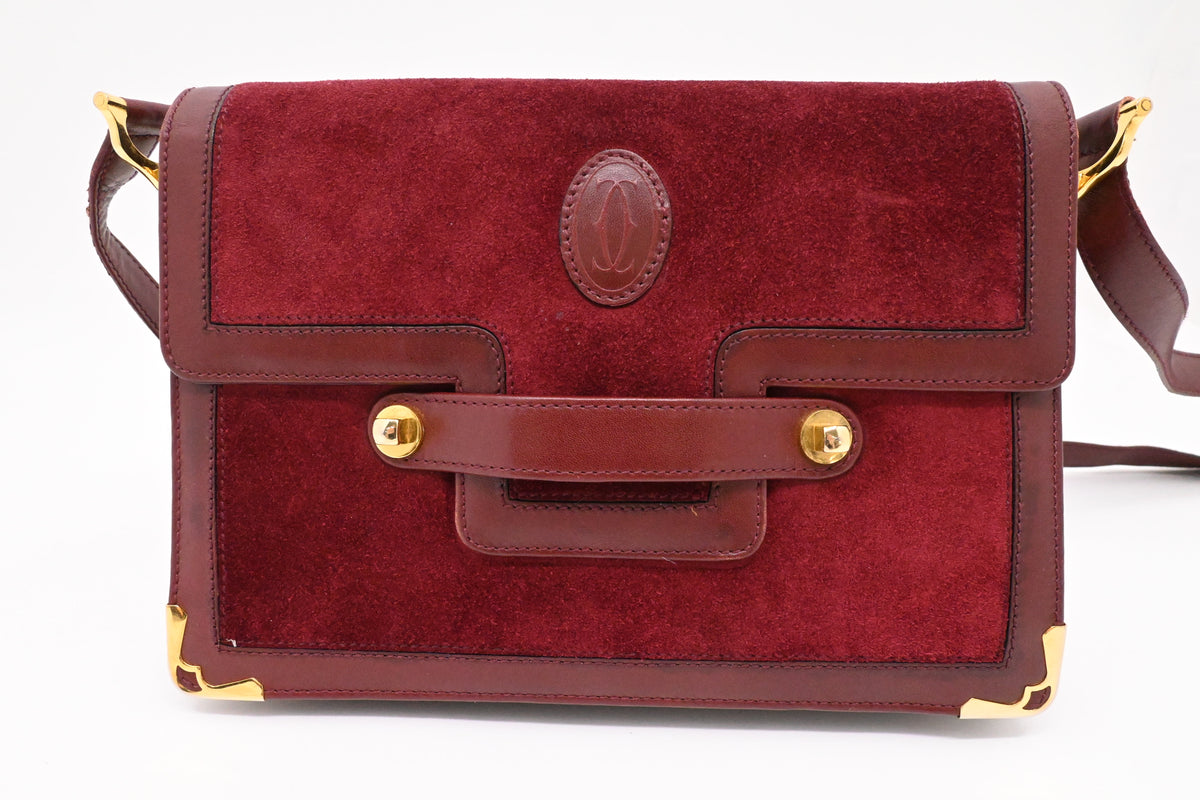 Cartier Shoulder Bag in Burgundy Leather
