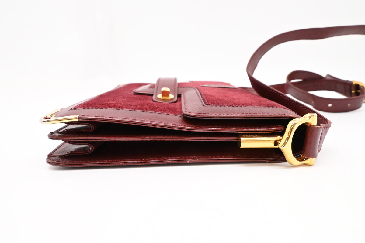 Cartier Shoulder Bag in Burgundy Leather