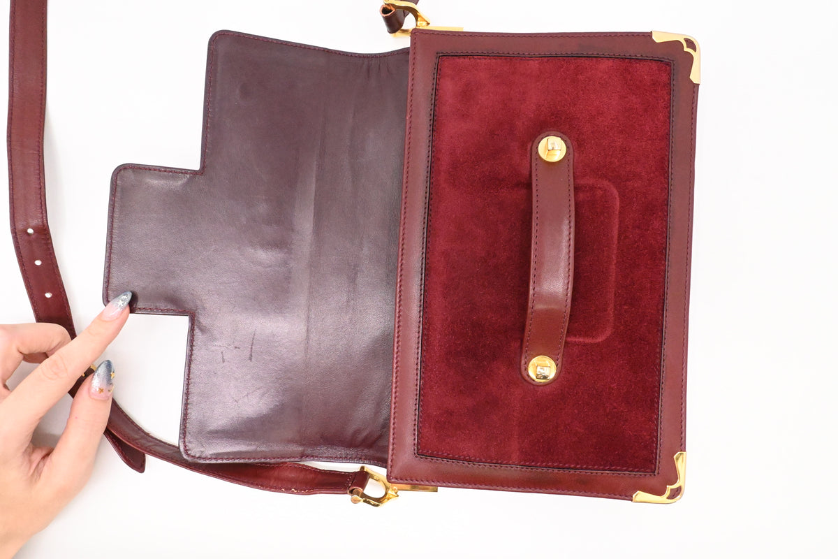 Cartier Shoulder Bag in Burgundy Leather