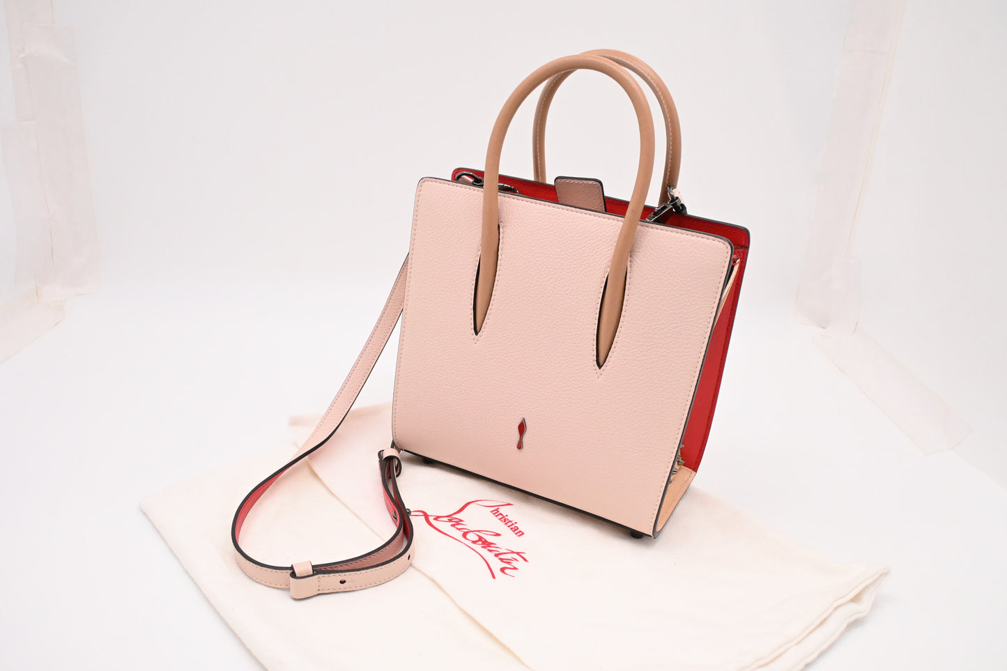Louboutin Paloma 2way Bag in Pink, Red and Beige Leather