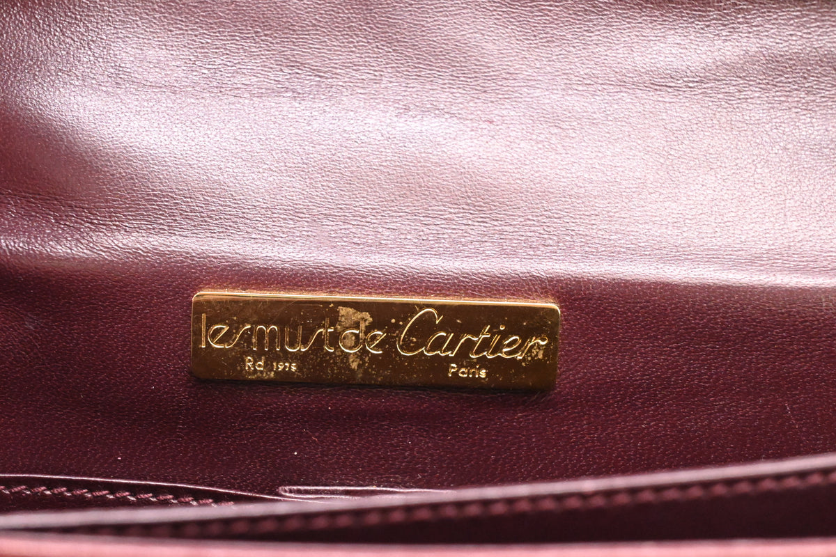 Cartier Shoulder Bag in Burgundy Leather