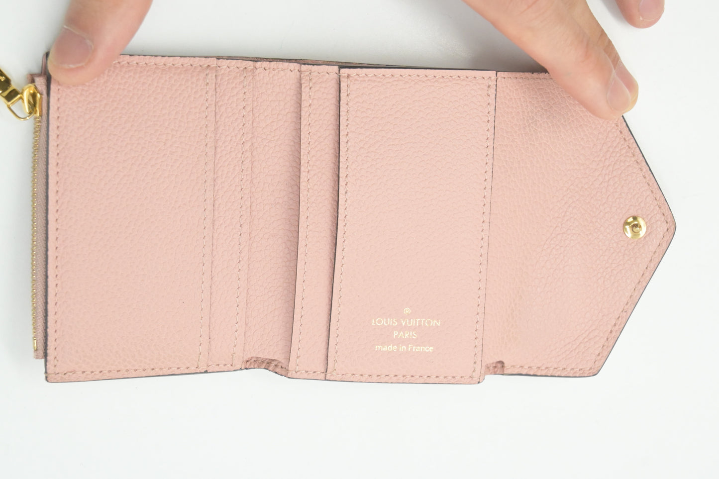 Louis Vuitton Zoe Wallet in Rose Poudre Empreinte Leather