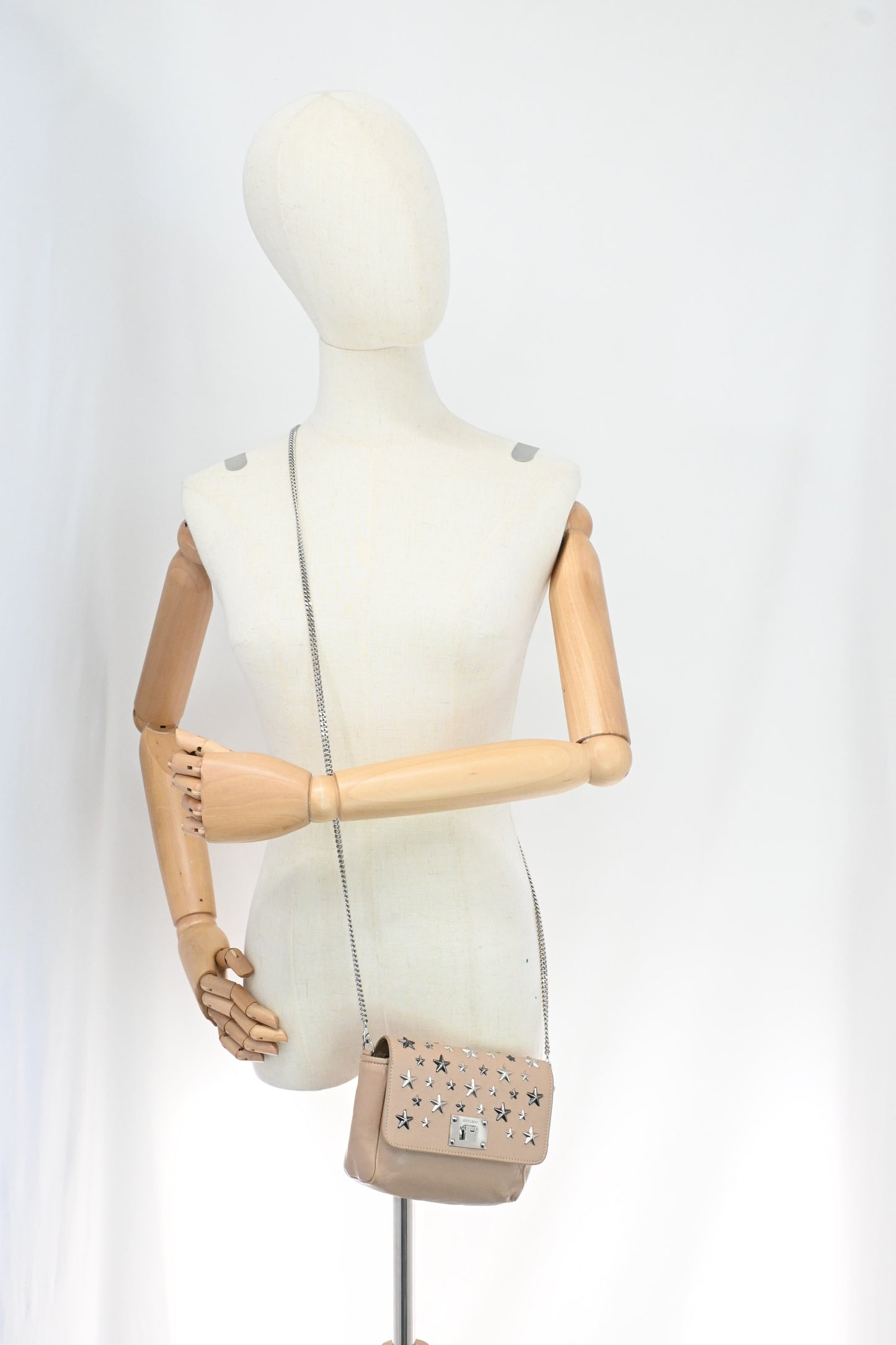 Jimmy Choo Shoulder Bag in Beige Leather