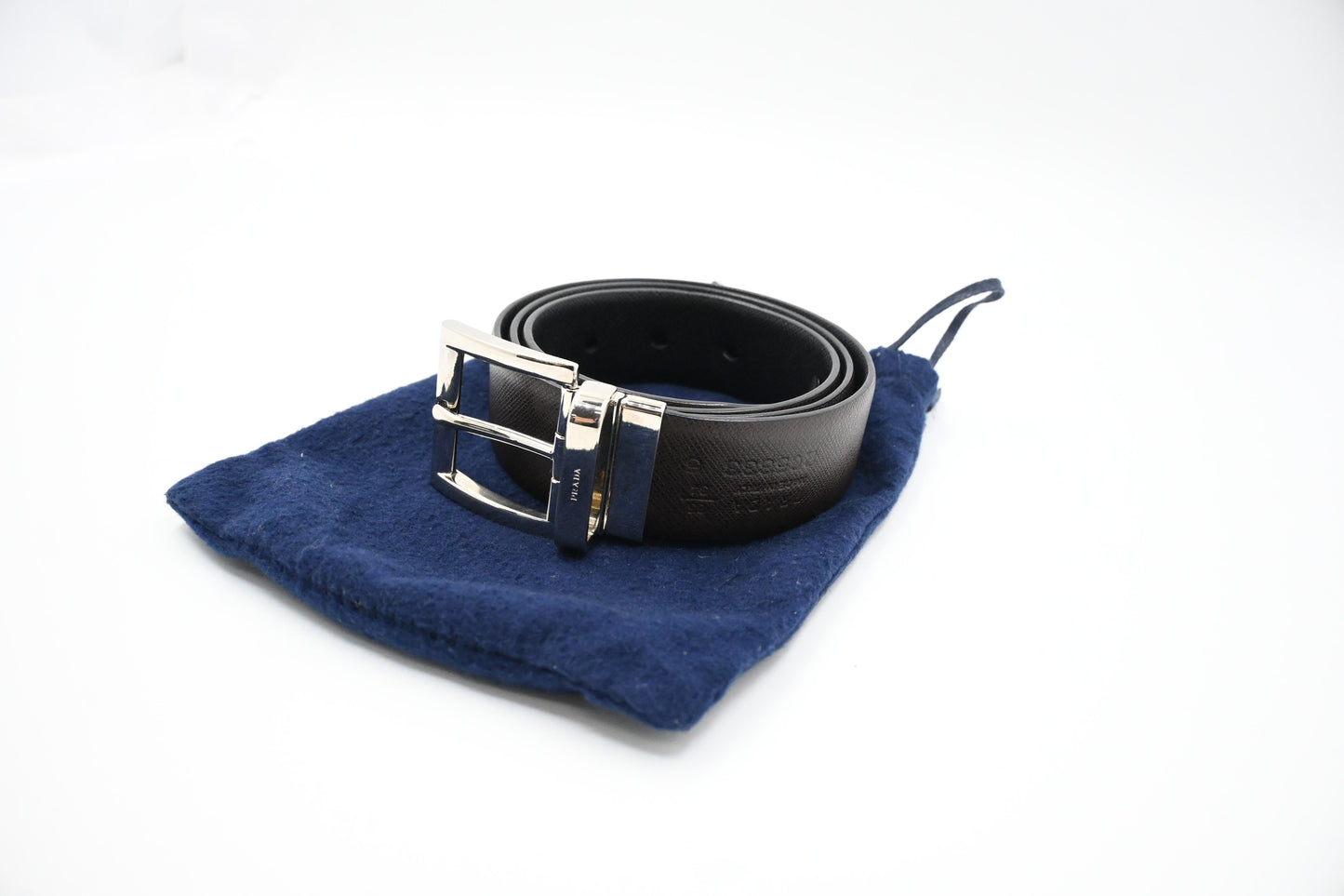 Prada Reversible Belt in Black and Brown Saffiano Leather