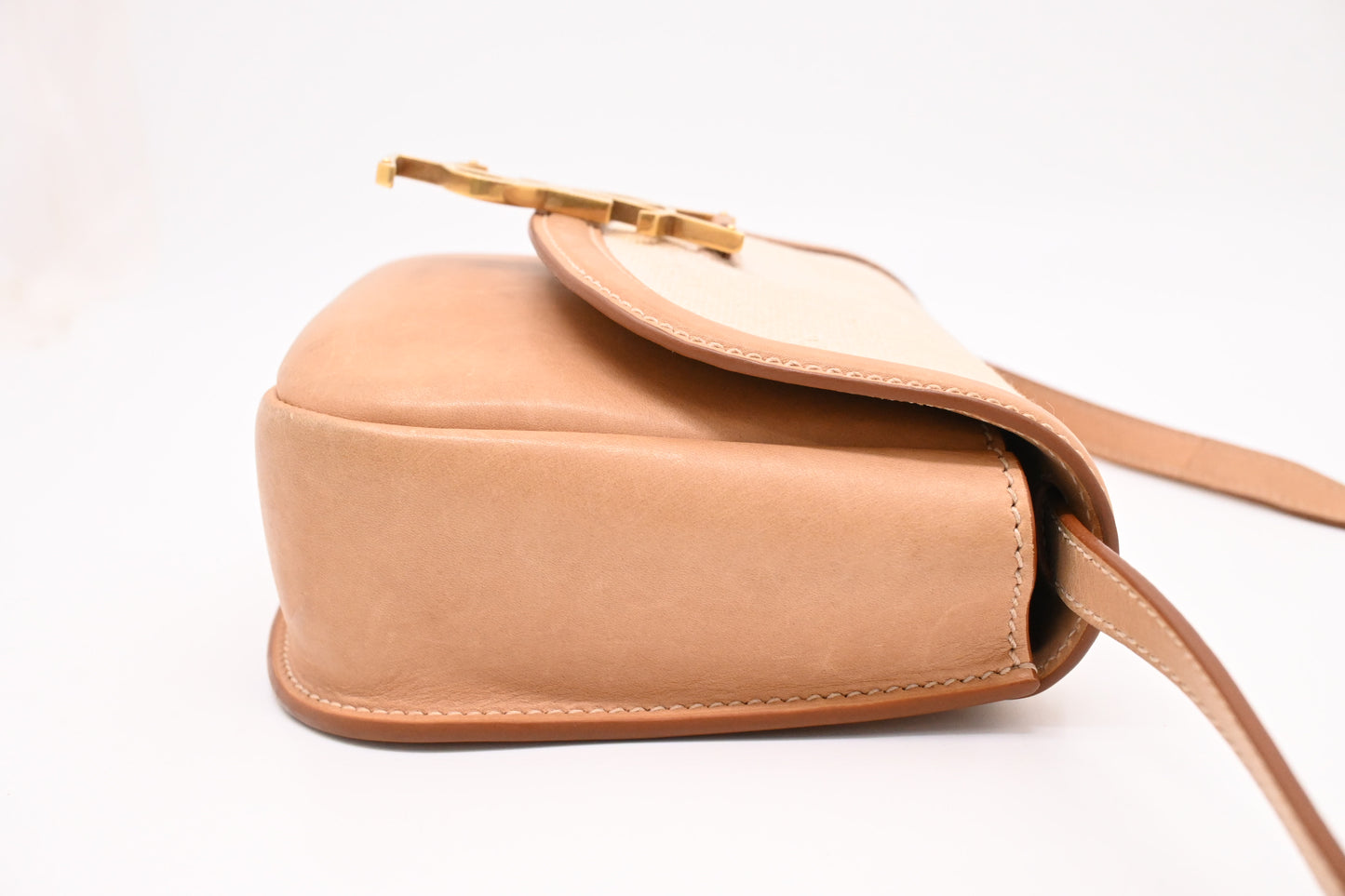 YSL Saint Laurent Kaia Crossbody Bag in Beige Leather and Canvas