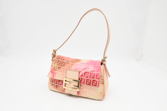 Fendi Mama Mini Baguette in Pink Floral Zucchino Canvas