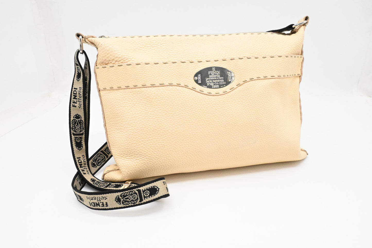 Fendi Selleria Crossbody in Cream Leather