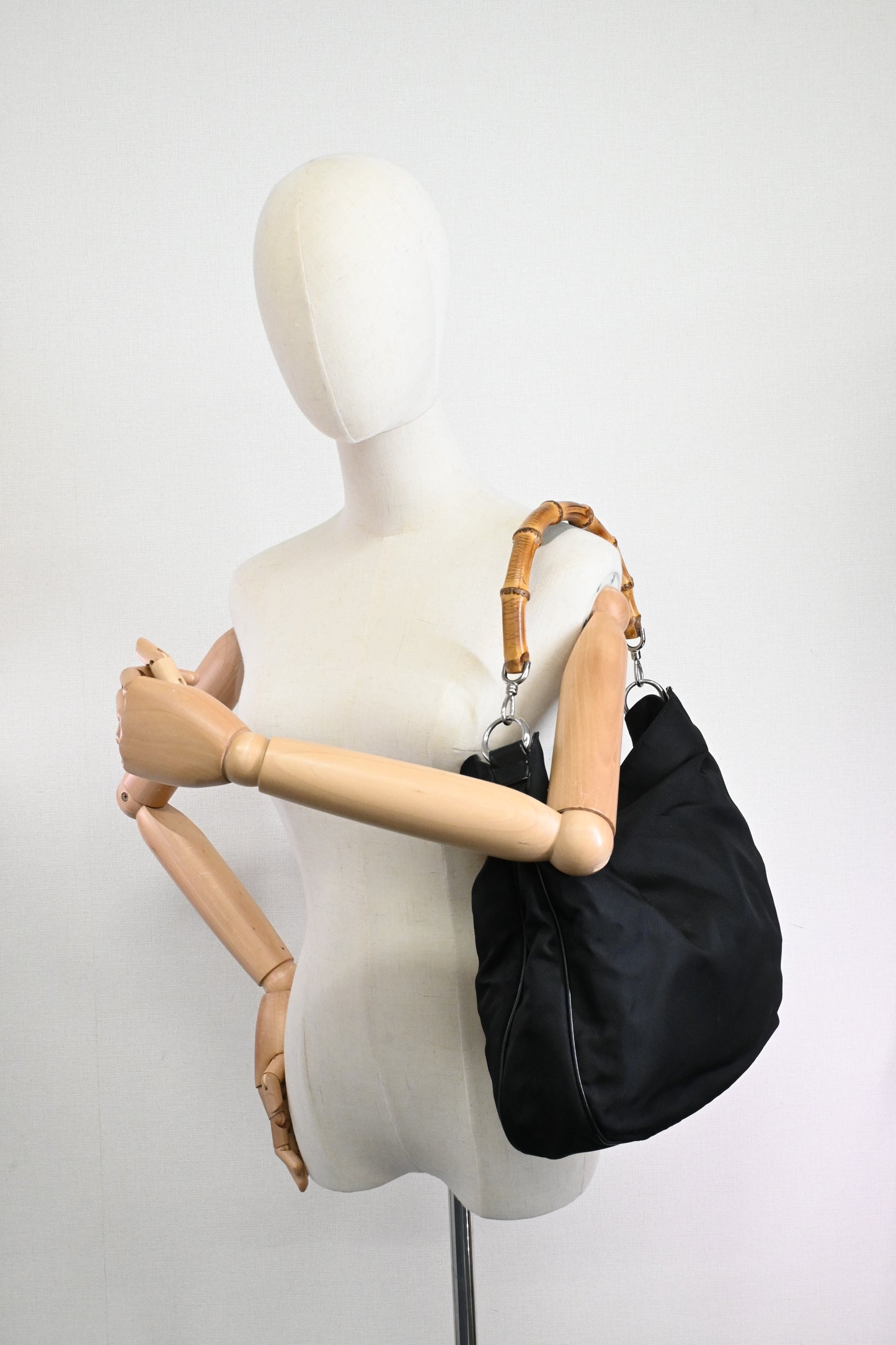 Gucci Bamboo Shoulder Bag in Black Canvas