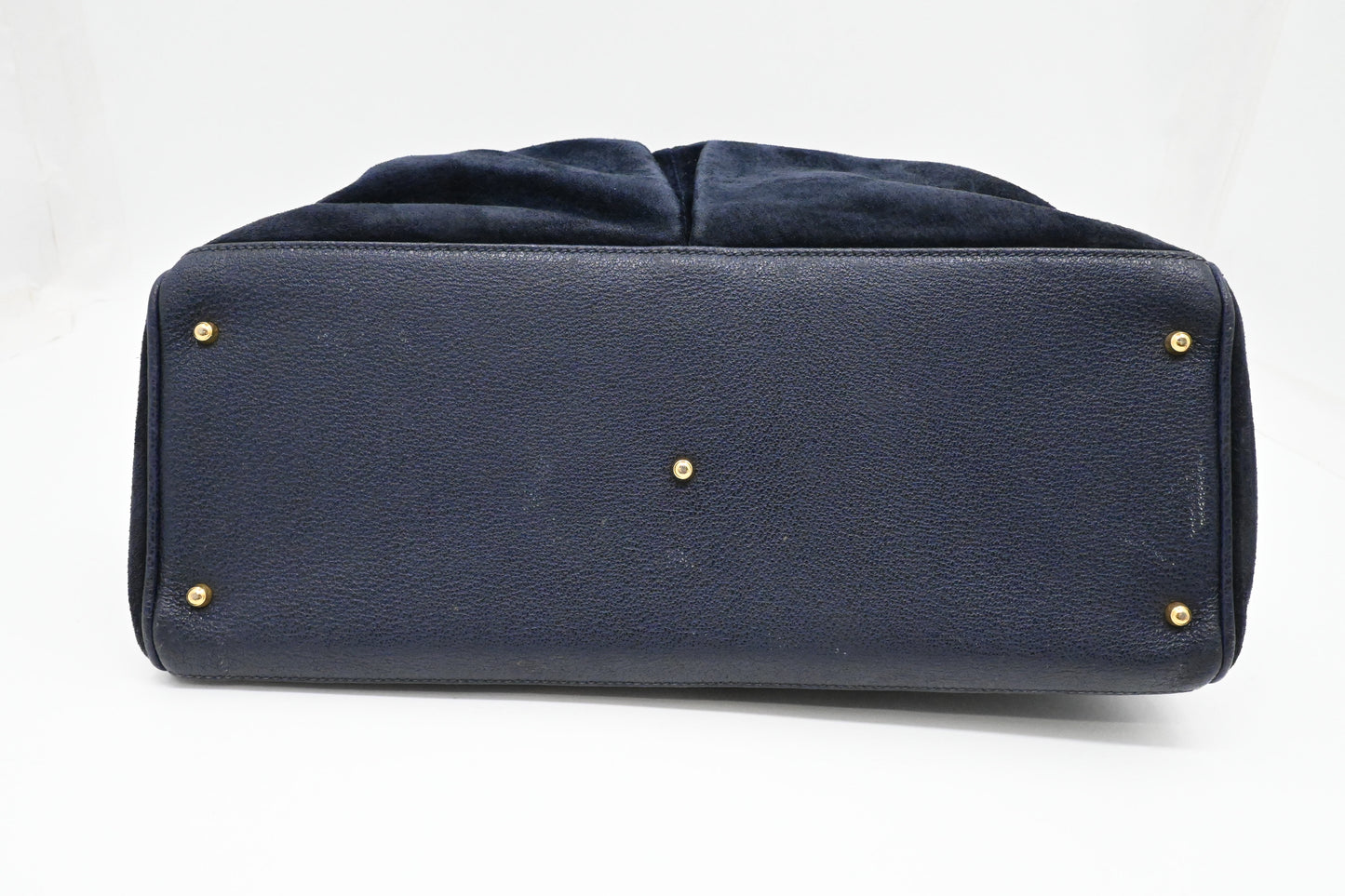 Gucci Bamboo Tote in Navy Blue Suede