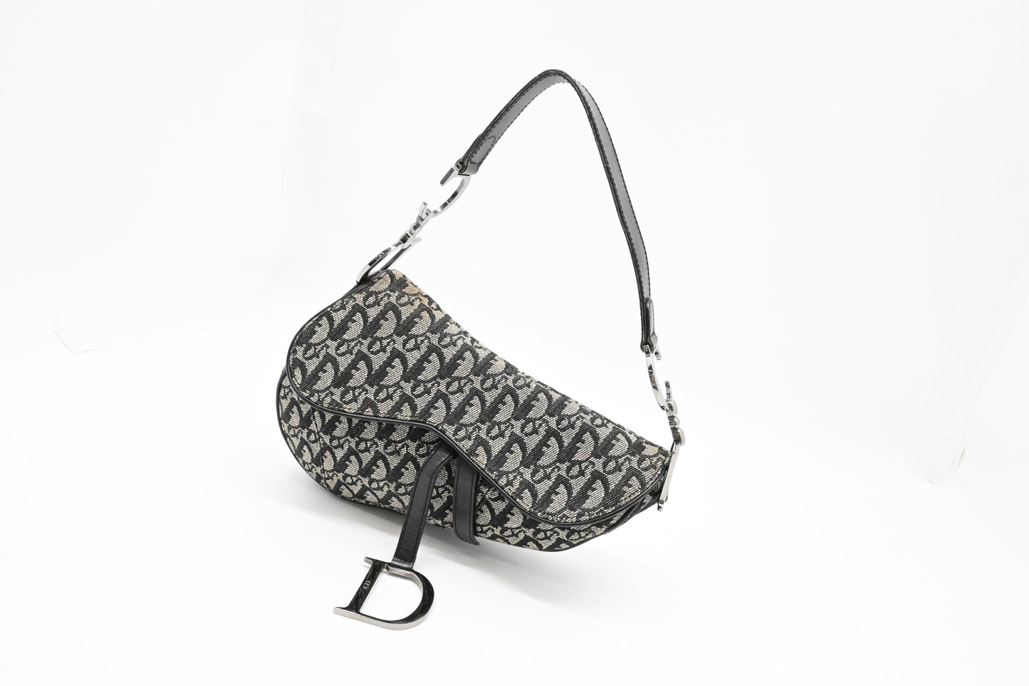 Dior Saddle Bag in Black & White Oblique Canvas