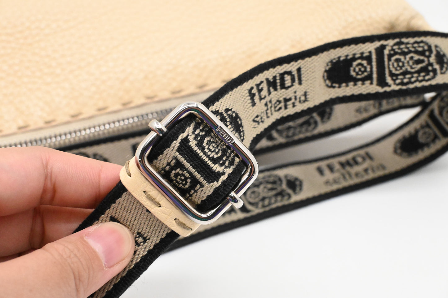 Fendi Selleria Crossbody in Cream Leather