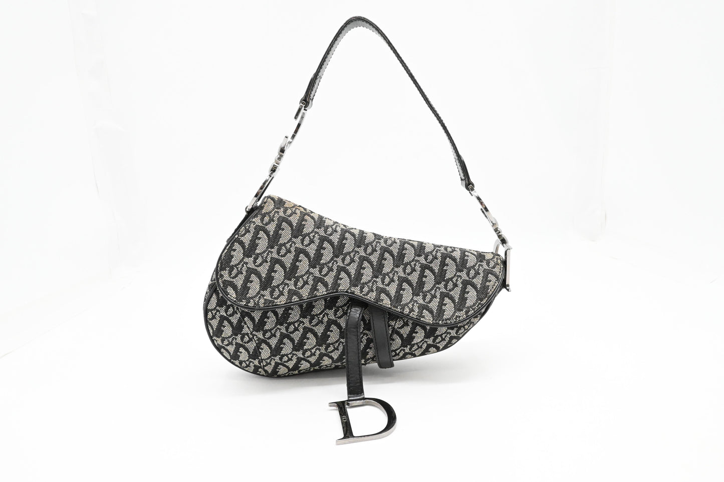 Dior Saddle Bag in Black & White Oblique Canvas