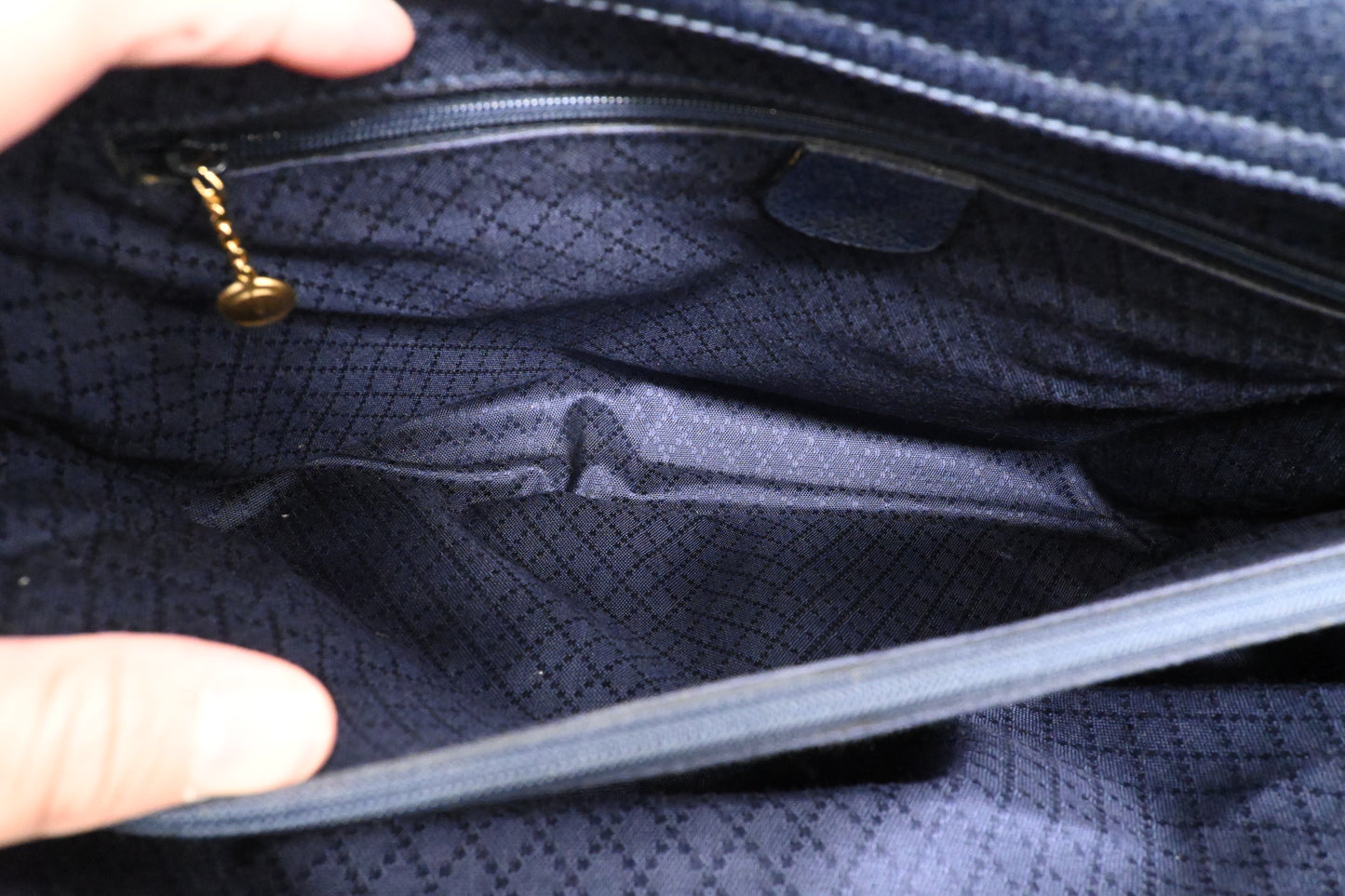 Gucci Bamboo Tote in Navy Blue Suede
