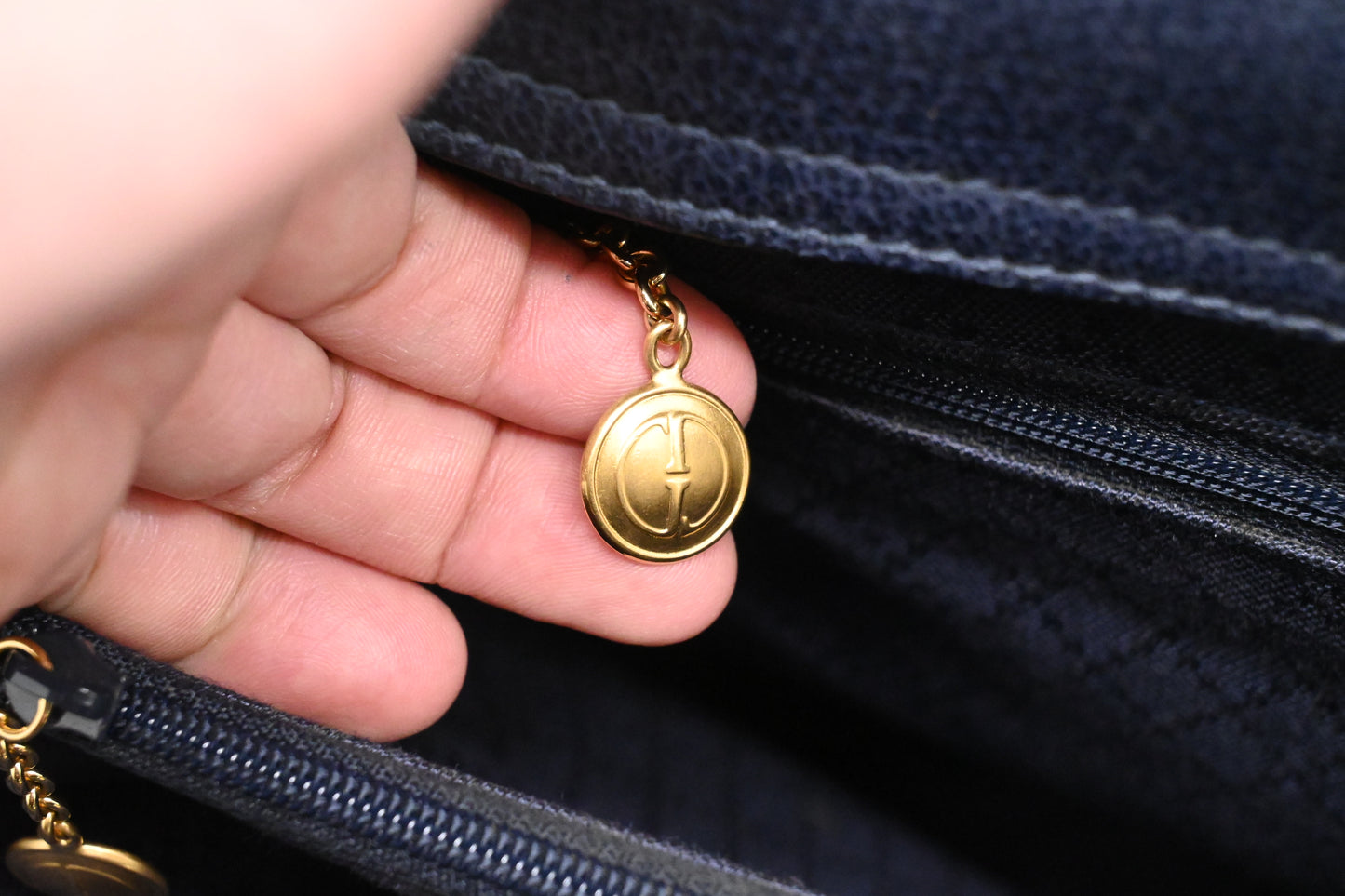 Gucci Bamboo Tote in Navy Blue Suede
