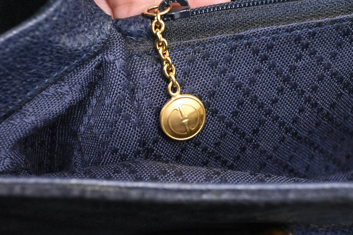 Gucci Bamboo Tote in Navy Blue Suede