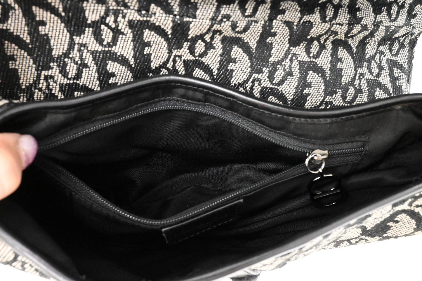 Dior Saddle Bag in Black & White Oblique Canvas
