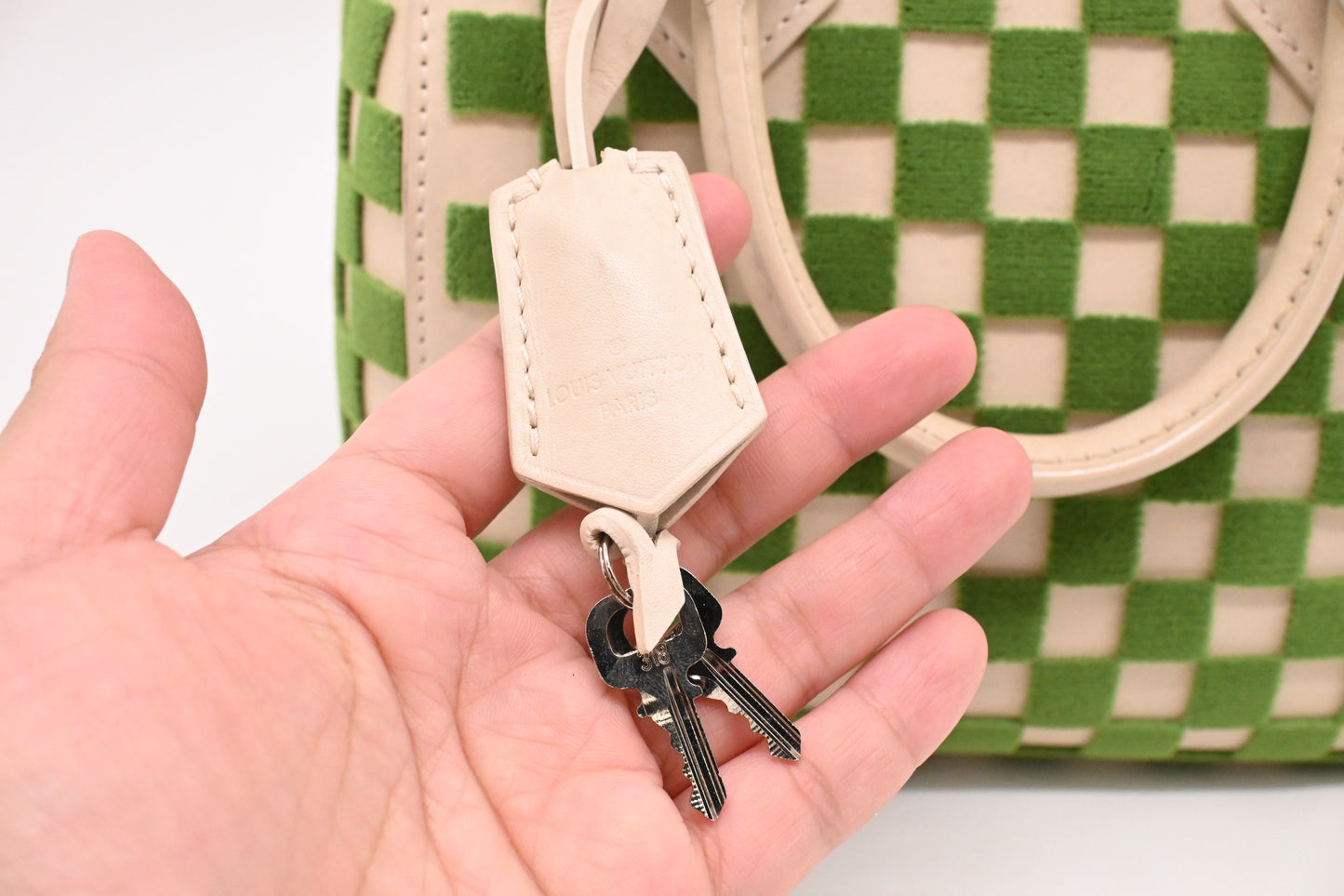 Louis Vuitton Speedy Cube in Green and Beige Damier Cubic Leather