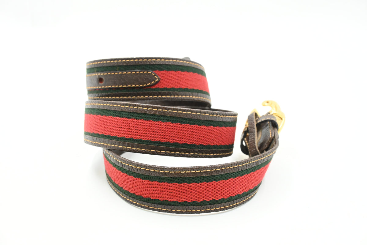 Gucci Striped Belt 85/34 in Brown Leather