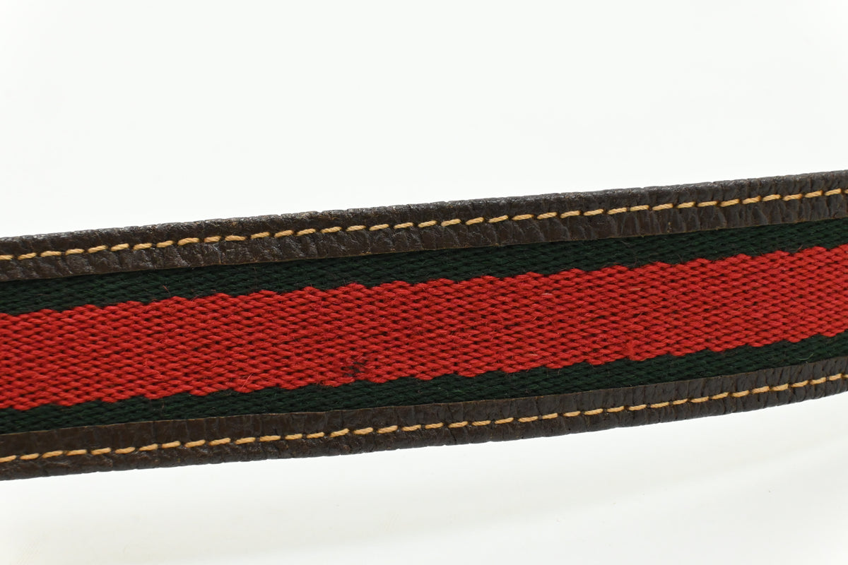 Gucci Striped Belt 85/34 in Brown Leather