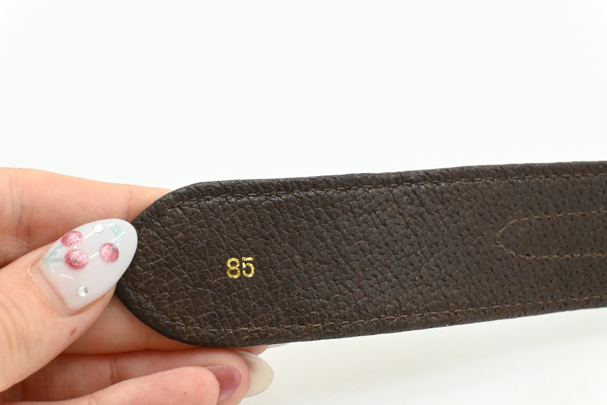Gucci Striped Belt 85/34 in Brown Leather