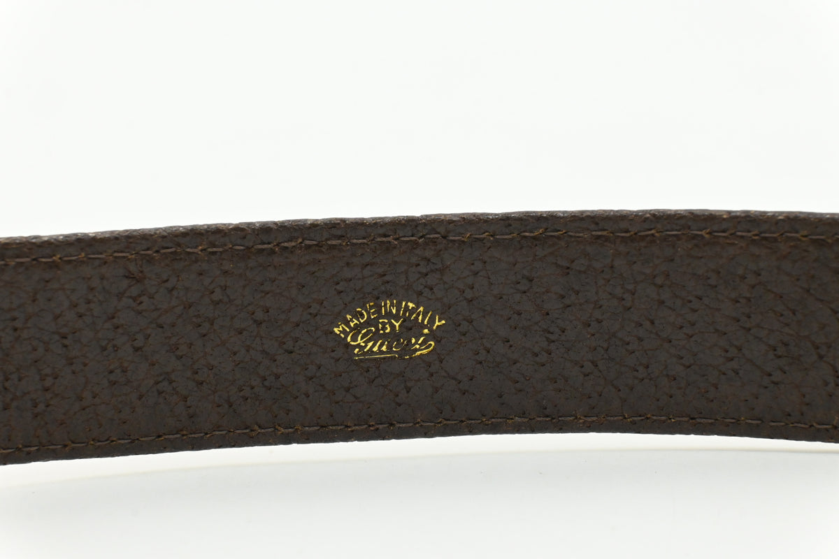 Gucci Striped Belt 85/34 in Brown Leather