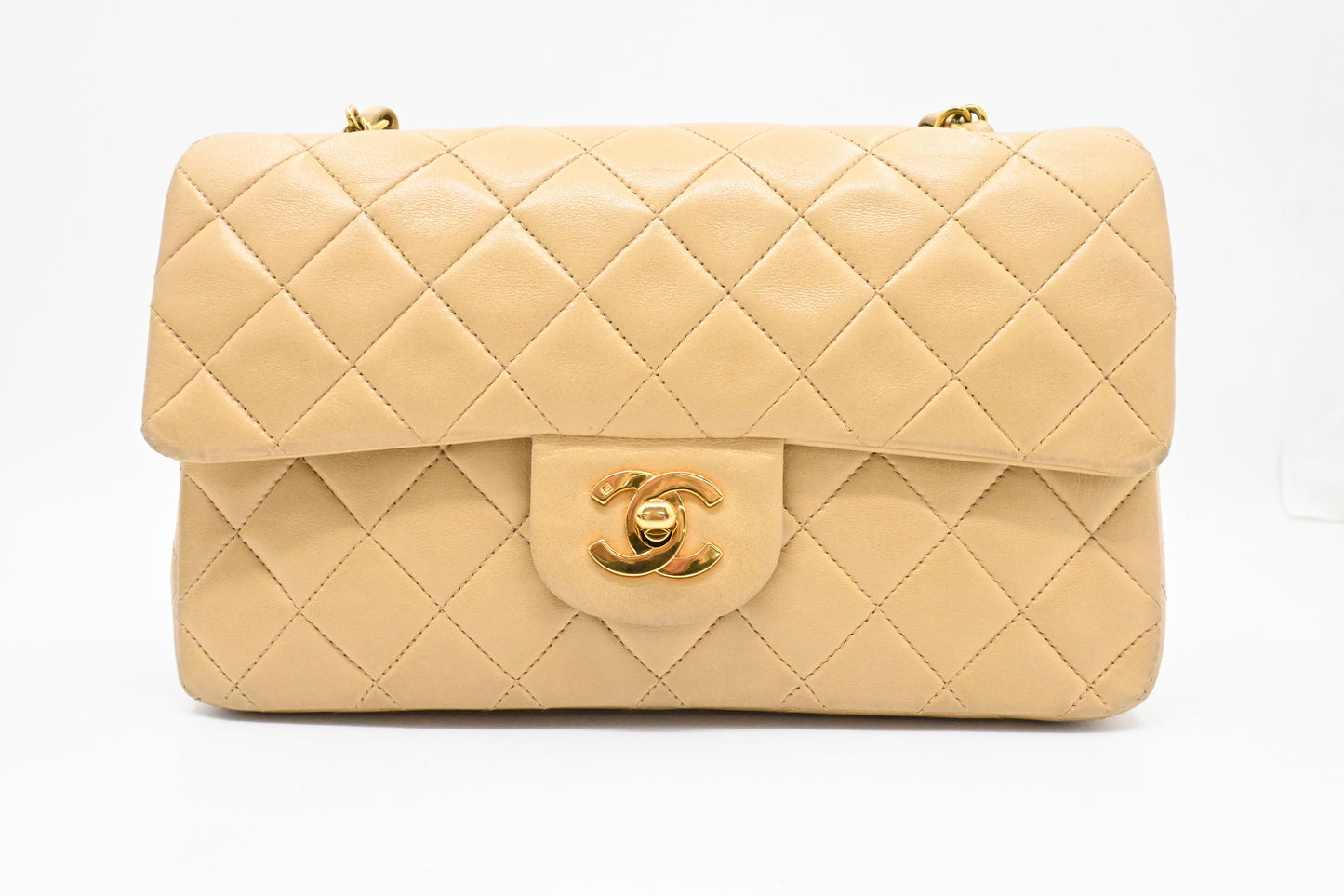Chanel Small Double Flap in Beige Mattelassé Leather