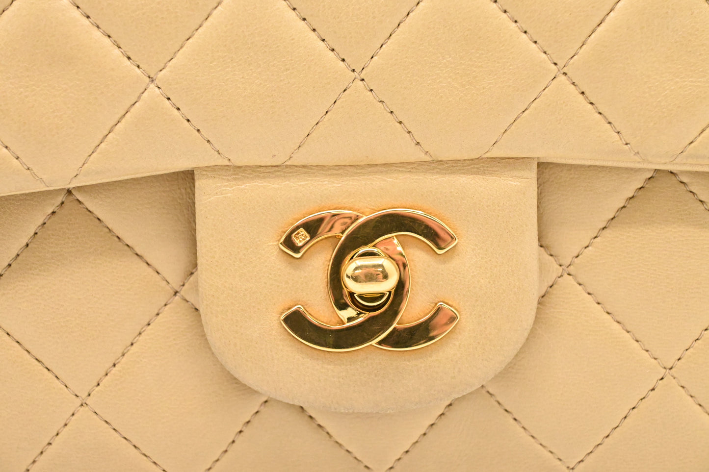 Chanel Small Double Flap in Beige Mattelassé Leather