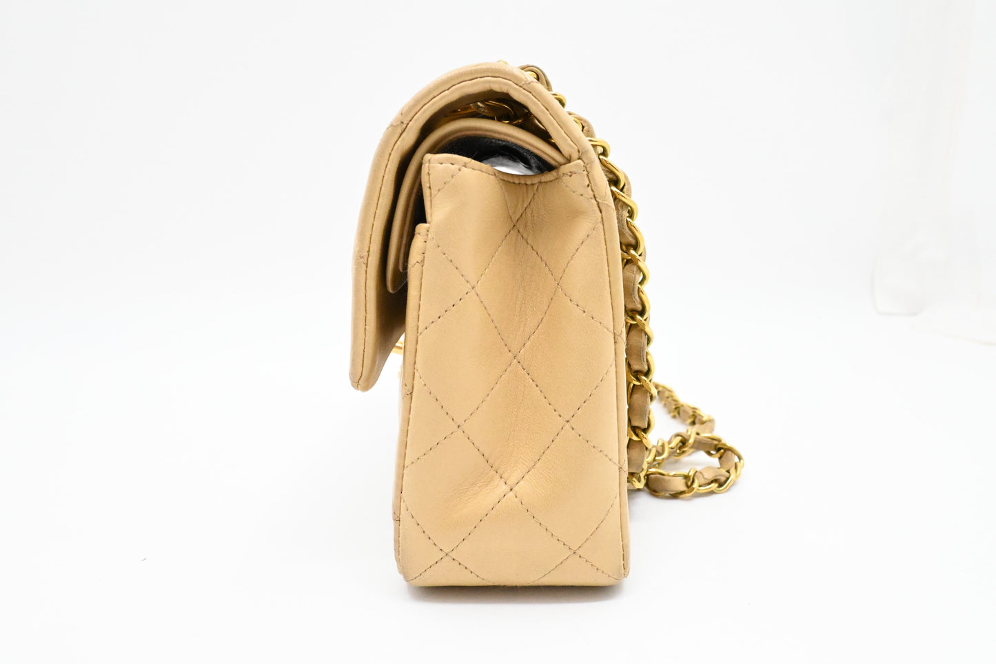 Chanel Small Double Flap in Beige Mattelassé Leather