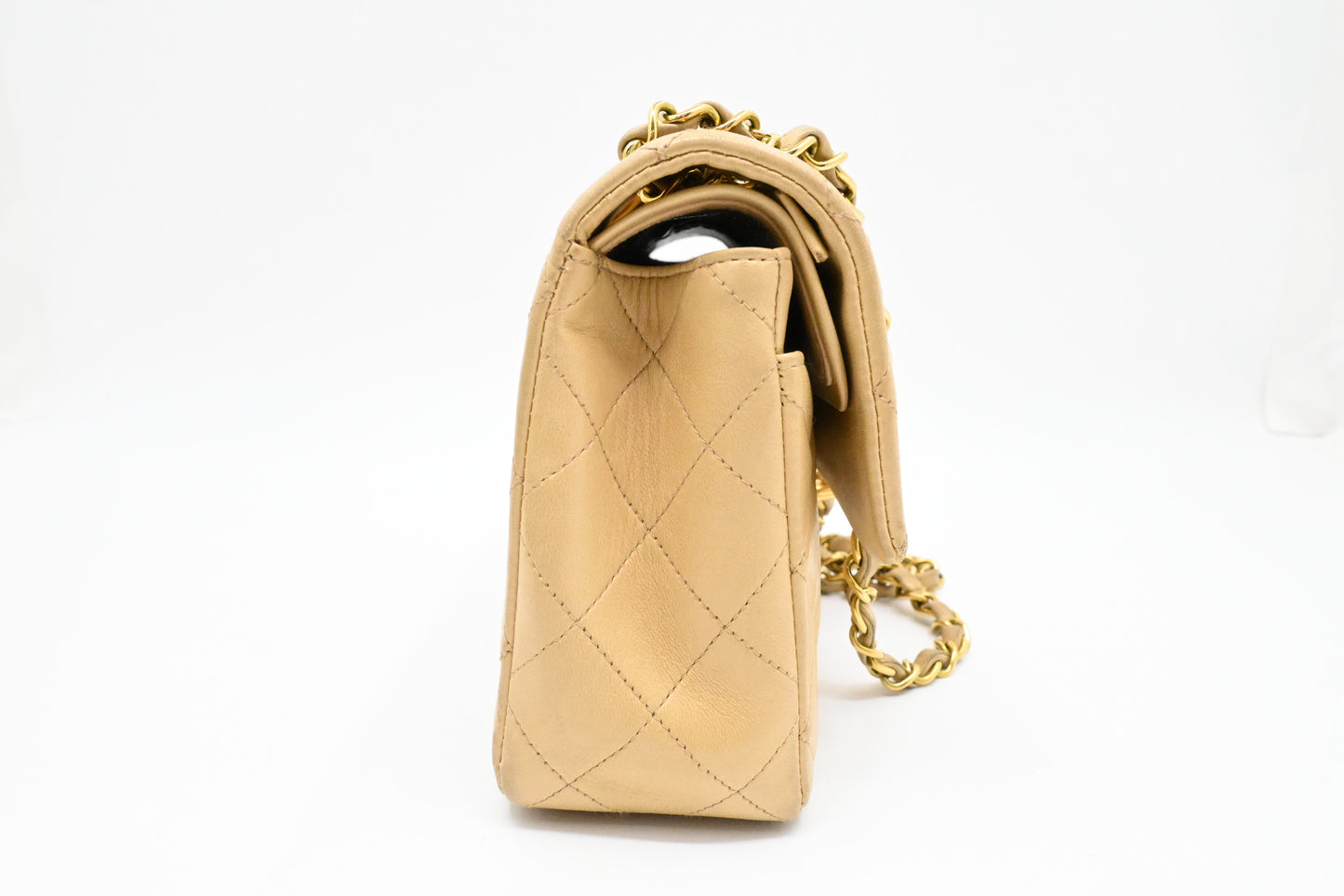 Chanel Small Double Flap in Beige Mattelassé Leather