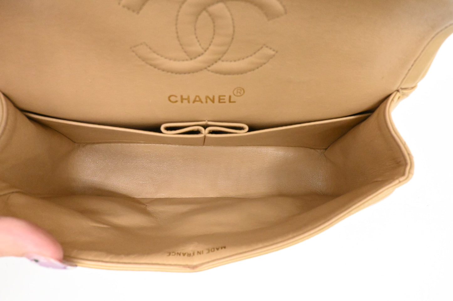 Chanel Small Double Flap in Beige Mattelassé Leather