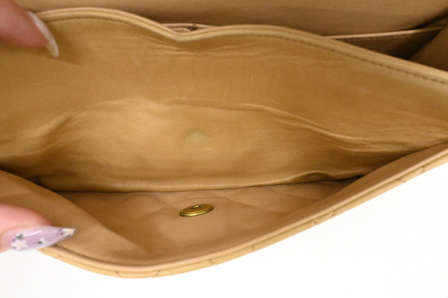 Chanel Small Double Flap in Beige Mattelassé Leather