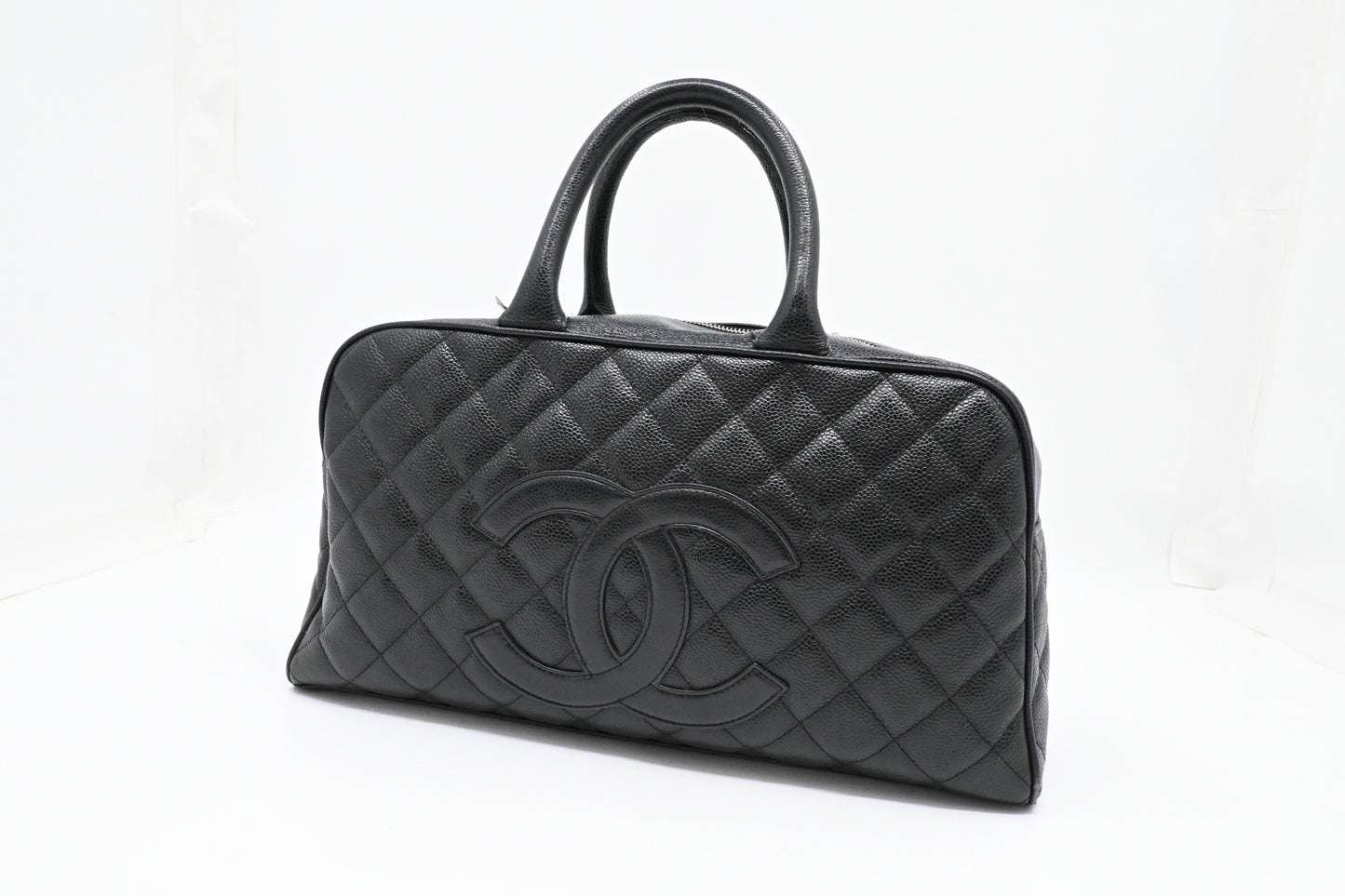 Chanel Bowling Bag in Black Caviar Matelassé Leather
