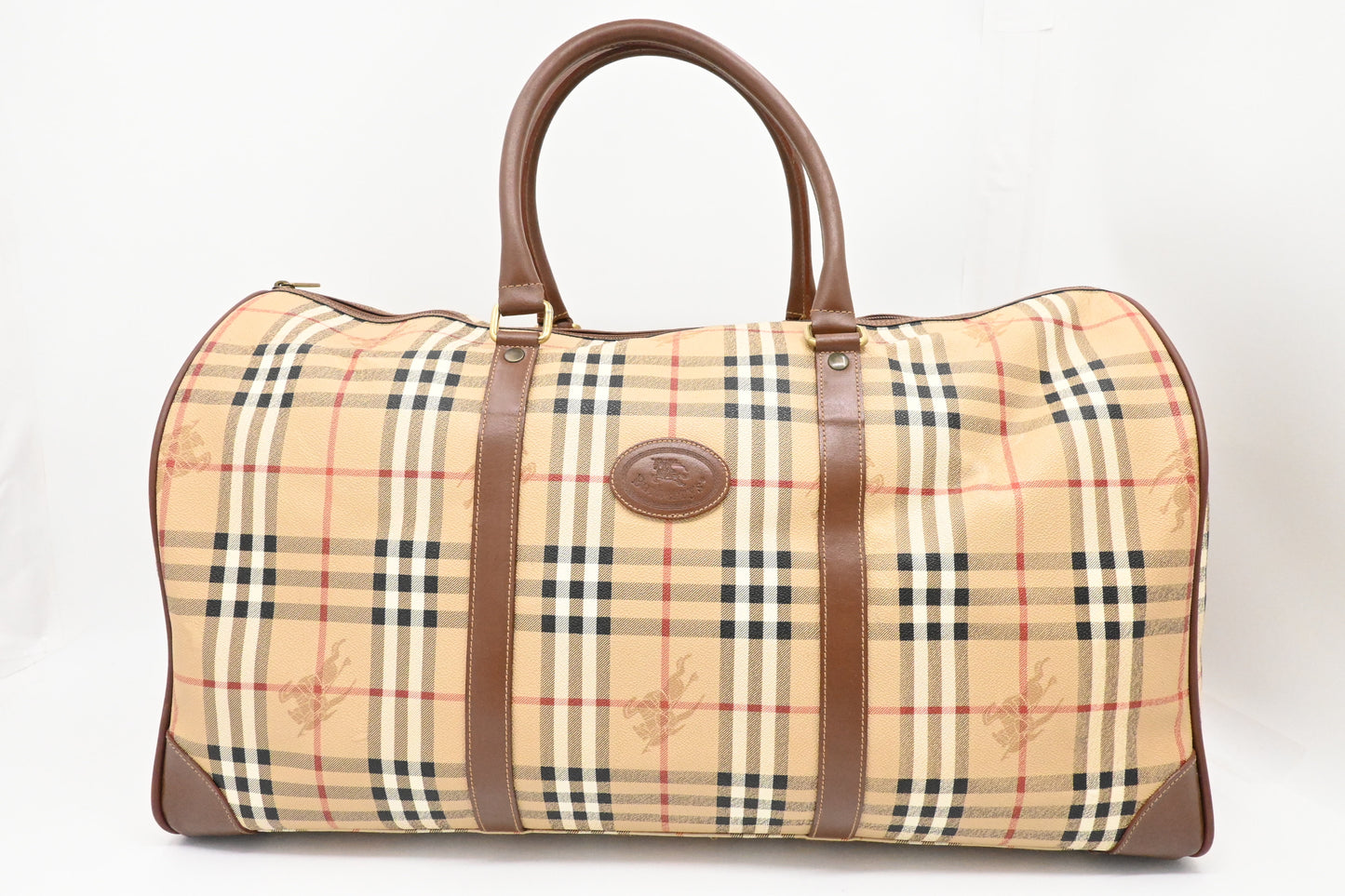 Burberry Travel Bag in Beige Coated Check Canvas