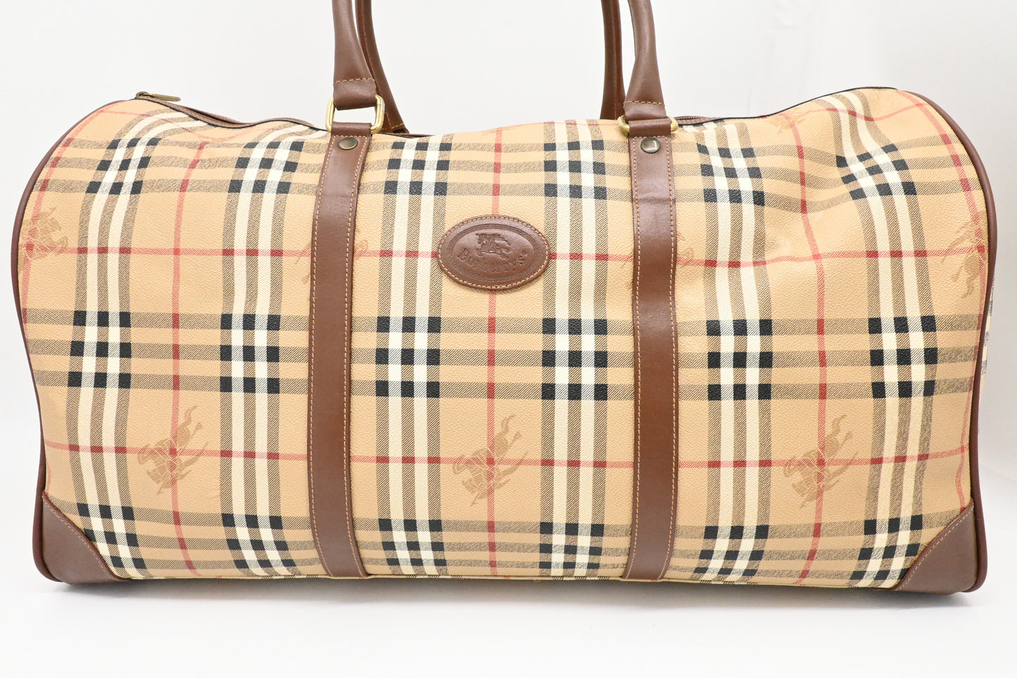 Burberry Travel Bag in Beige Coated Check Canvas