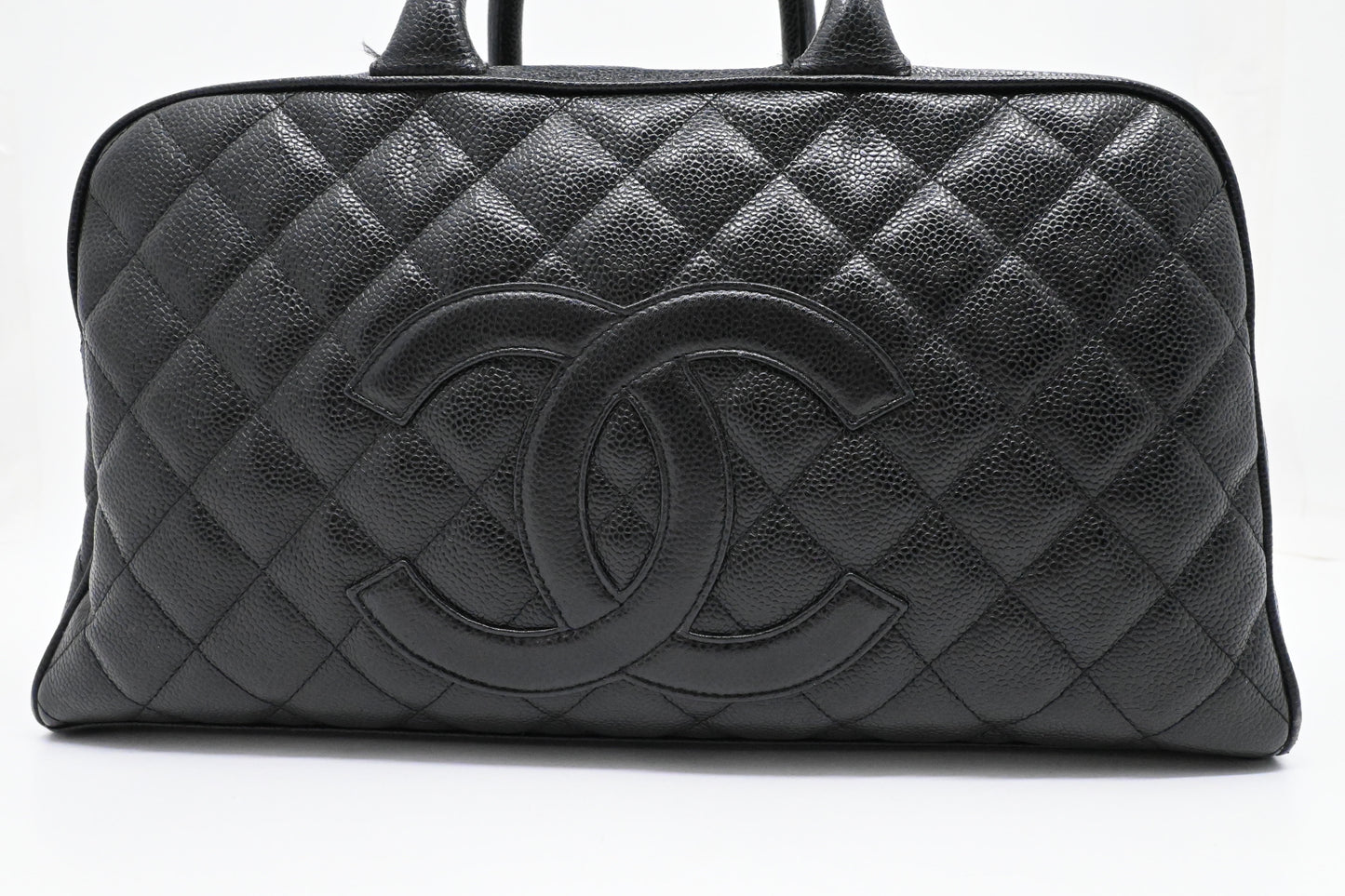 Chanel Bowling Bag in Black Caviar Matelassé Leather