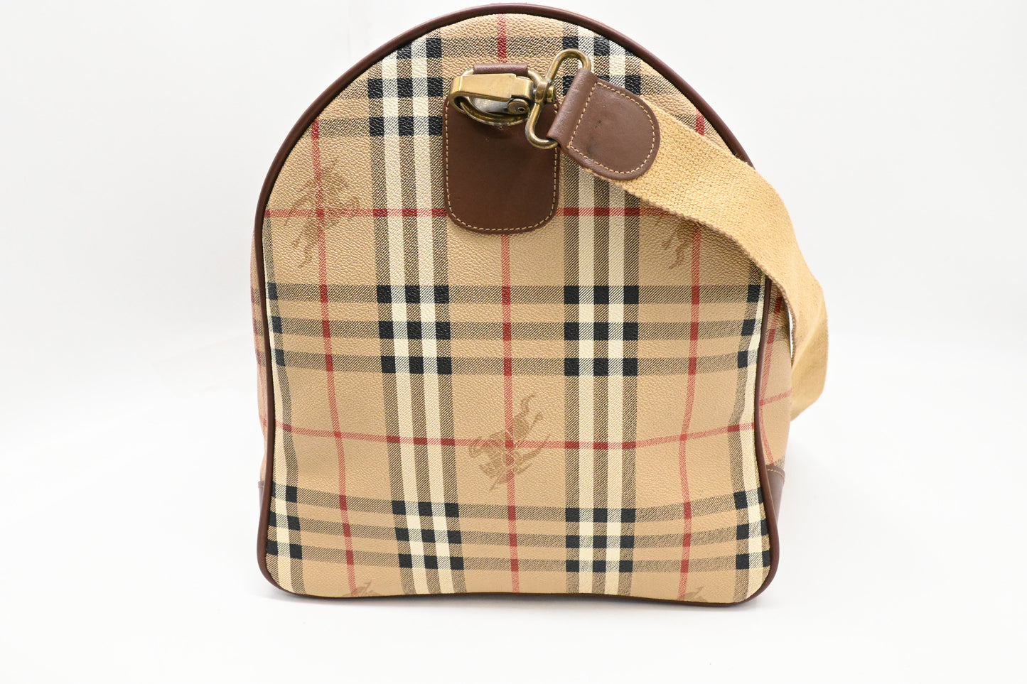 Burberry Travel Bag in Beige Coated Check Canvas