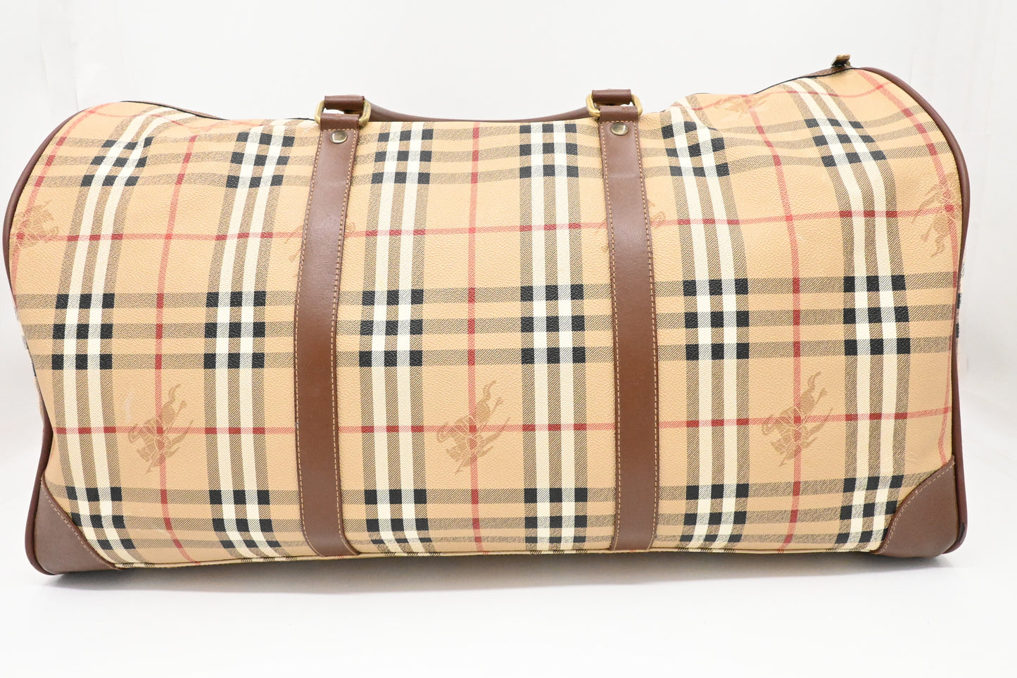 Burberry Travel Bag in Beige Coated Check Canvas